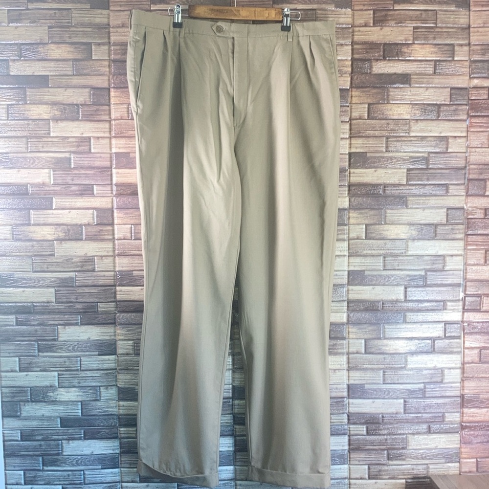 Mens Hart Schaffner Marx Tan Pleated Pants Size 42 Pre Owned